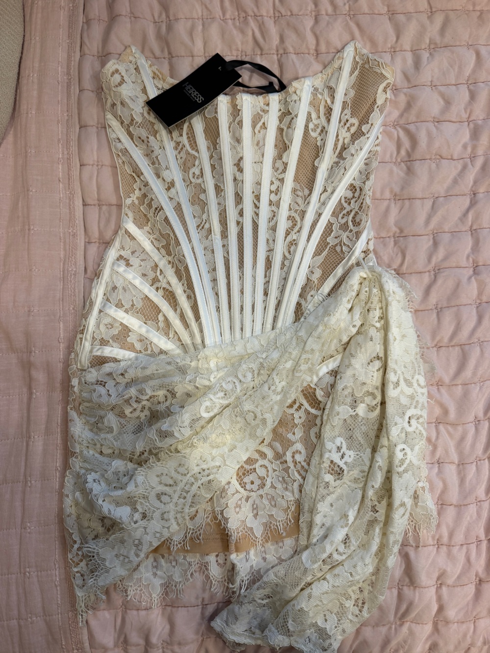 Lace Mini Dress in Ivory - Women's Elegant Lace Cocktail Dress